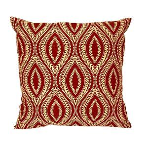 D.V. Kap Home Square Accent Pillow Cinnamon Red Embroidered 18"